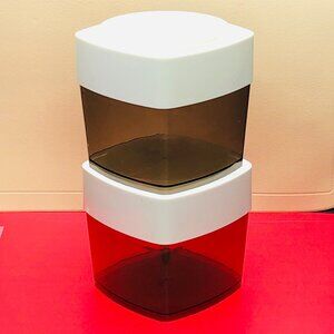 80s GENPAK Smokey Acrylic Canister SET of 2 Vintage Stackable Square Plastic Jar